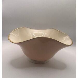 Lenox Trinket Dish Ring Holder Bowl Pink Gold Trim Made in USA Decor‎
